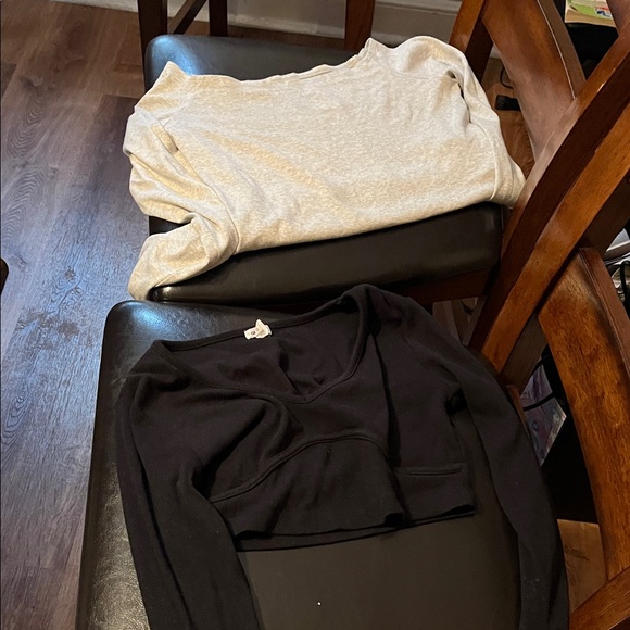Garage Black Crop Long Sleeved Top Hollister off shoulder Heather grey Bundle - Picture 1 of 7